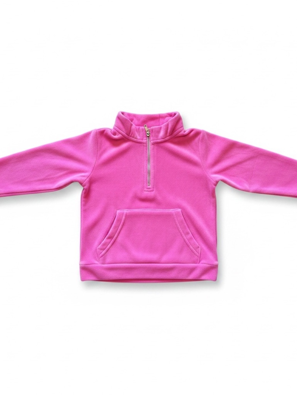 Girls Pink Quarter-Zip Fleece Pullover